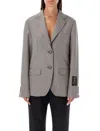 Marni Houndstooth-pattern Single-breasted Blazer In Grey