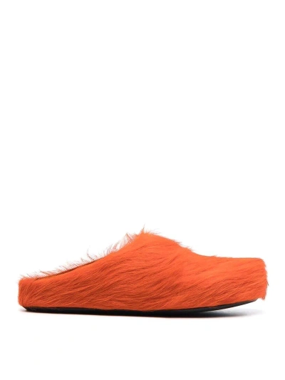 Marni Textured Slip-on Flats In Orange