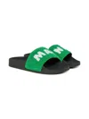 Marni Textured Slip-on Slides In Green