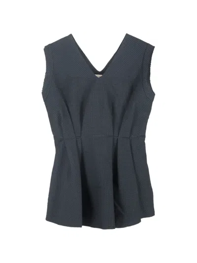 Pre-owned Marni Textured V-neck Peplum Top In Blue