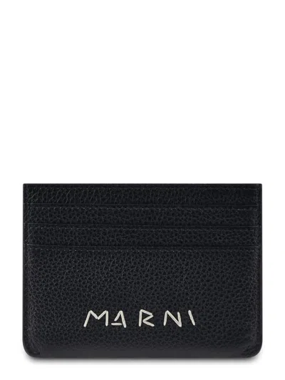 Marni Textured Wallet With Subtle Branding In Black
