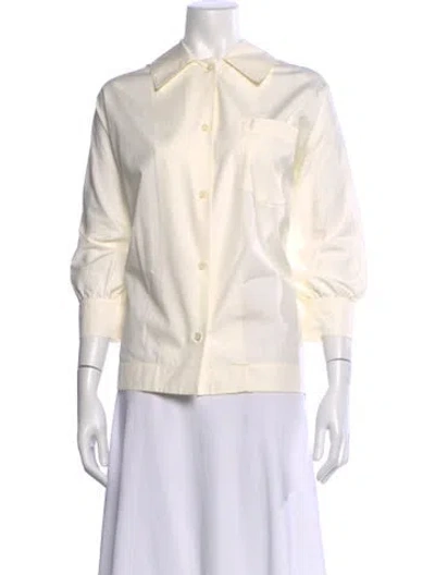 Pre-owned Marni Three-quarter Sleeve Button-up Top In Neutral
