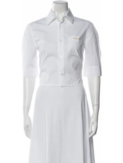 Pre-owned Marni Three-quarter Sleeve Button-up Top In White