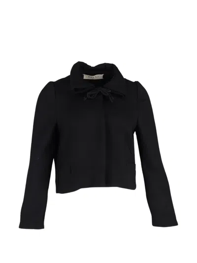 Pre-owned Marni Tie-detail Long-sleeve Cropped Jacket In Black