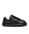 Marni Padded Leather Sneakers With Flat Rubber Sole In Black