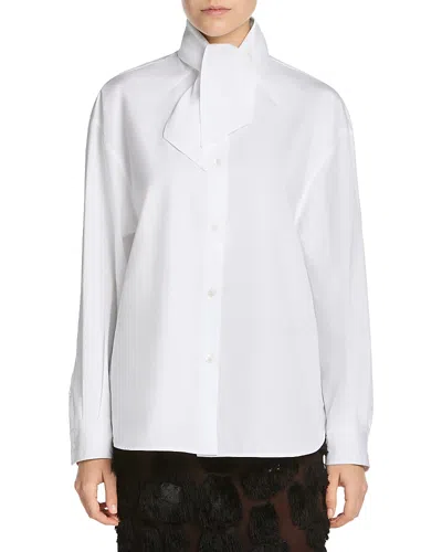 Marni Tie Neck Button Front Shirt In White