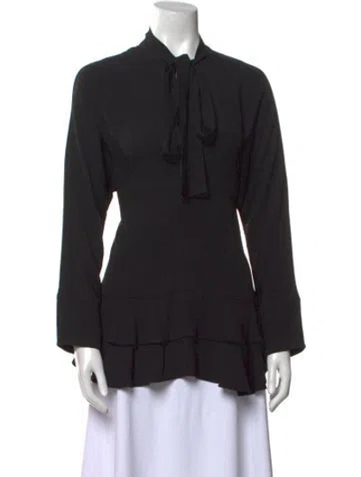 Pre-owned Marni Tie Neck Long Sleeve Blouse In Black
