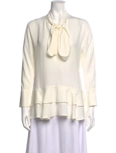 Pre-owned Marni Tie Neck Long Sleeve Blouse In Neutrals