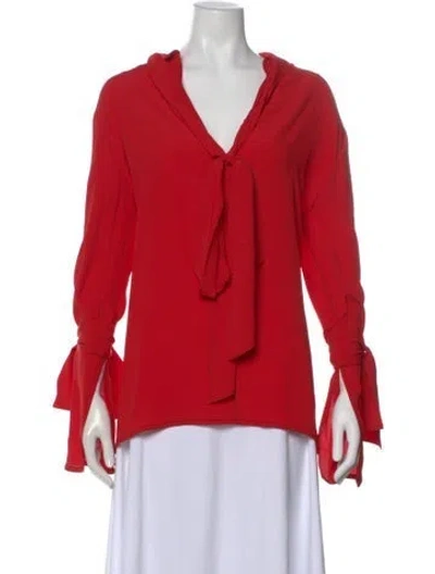 Pre-owned Marni Tie Neck Long Sleeve Blouse In Red