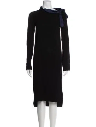 Pre-owned Marni Tie Neck Midi Length Dress In Black