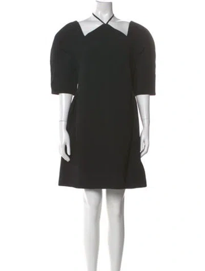 Pre-owned Marni Tie Neck Mini Dress In Black