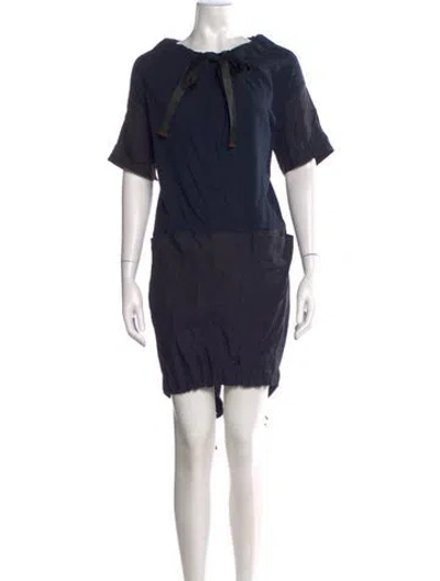 Pre-owned Marni Tie Neck Mini Dress In Black