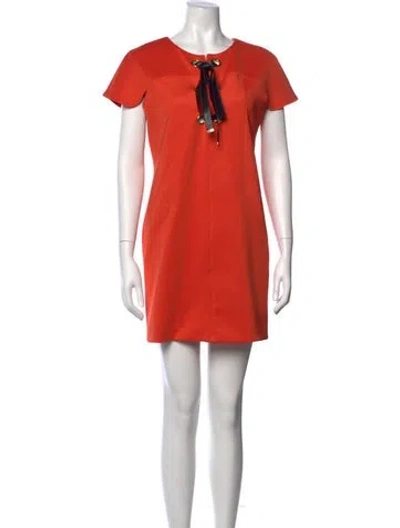 Pre-owned Marni Tie Neck Mini Dress In Orange
