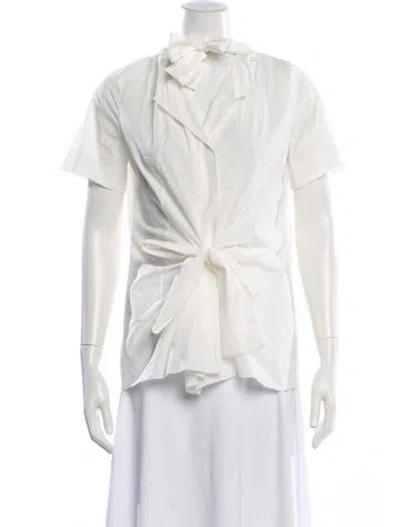 Pre-owned Marni Tie Neck Short Sleeve Blouse W/ Tags In White
