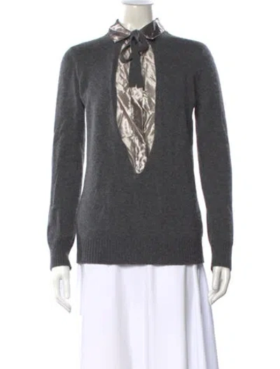 Pre-owned Marni Tie Neck Sweater In Gray