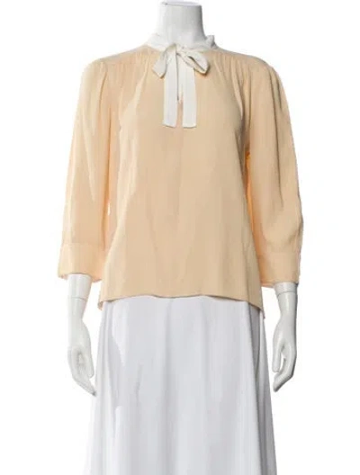 Pre-owned Marni Tie Neck Three-quarter Sleeve Blouse In Neutral