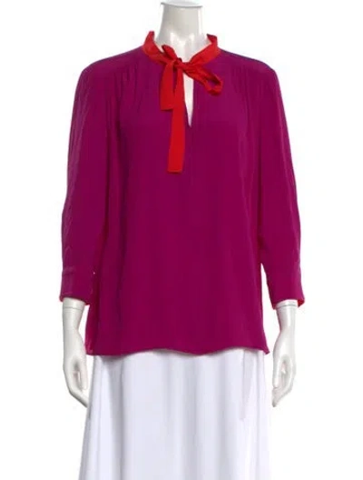 Pre-owned Marni Tie Neck Three-quarter Sleeve Blouse In Purple