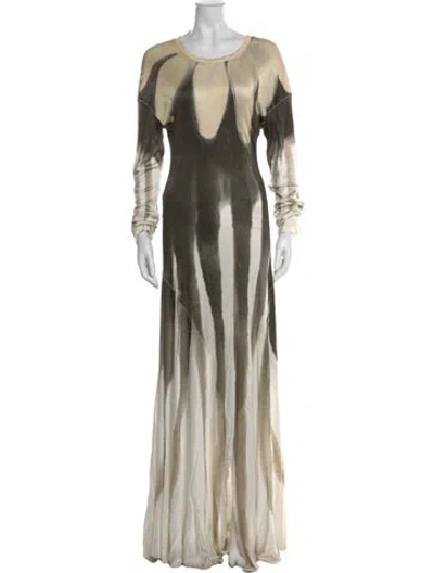 Pre-owned Marni Tie-dye Print Long Dress In Neutral