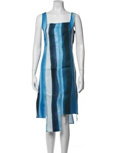 Pre-owned Marni Tie-dye Print Midi Length Dress In Blue