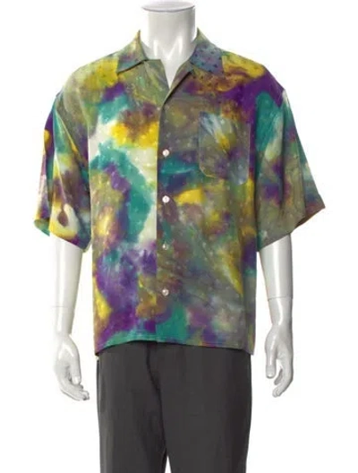 Pre-owned Marni Tie-dye Print Short Sleeve Shirt In Green