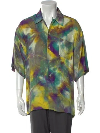 Pre-owned Marni Tie-dye Print Short Sleeve Shirt In Yellow