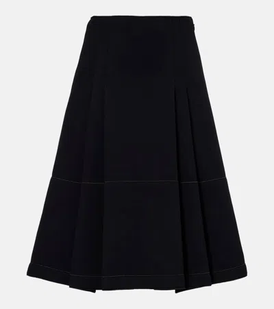 Marni Tiered Cotton-blend Midi Skirt In Black