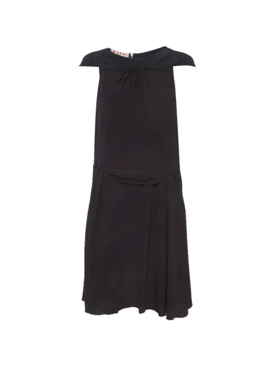 Pre-owned Marni Tiered Crepe Mini Dress In Blue