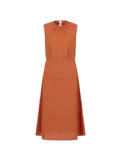 Marni Tiered Sleeveless Dress In Orange