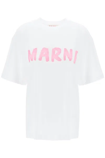 Marni Logo印花棉t恤 In White