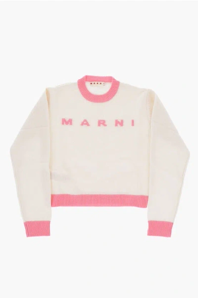 Marni To-tone Wool And Cashmere Crew-neck Sweater In White