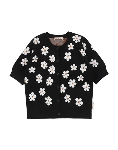 Marni Babies'  Toddler Girl Cardigan Black Size 6 Rayon, Polyester, Nylon