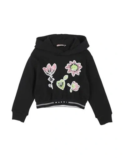 Marni Babies'  Toddler Girl Sweatshirt Black Size 6 Cotton, Nylon, Polyester, Plastic