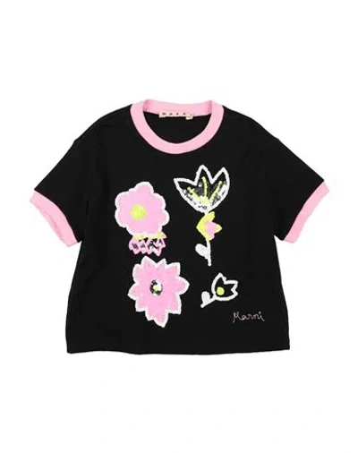 Marni Babies'  Toddler Girl T-shirt Black Size 6 Cotton, Polyester, Plastic