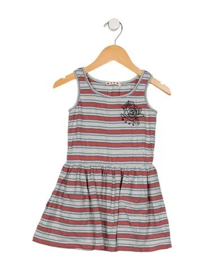 Pre-owned Marni Babies' Toddler Girls Pleated Pattern Printed Dress In Blue
