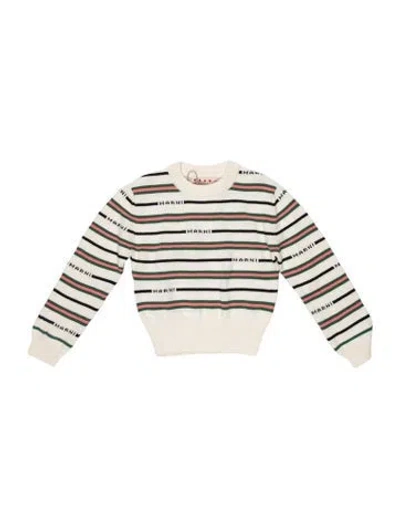 Pre-owned Marni Babies' Toddler Girls' Striped Knit Sweater W/tags In Neutral