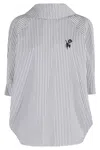 Marni Striped Top With Embroidered Detail And Wide Collar In Blue