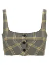 Marni Cropped Check Print Top With Button Closure In Multicolor