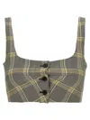 Marni Cropped Check Print Top With Button Closure In Multicolor