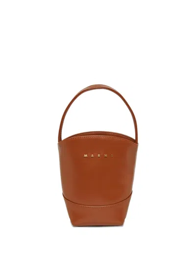 Marni Kids' Top-handle Flower Basket Shoulder Bag In Brown