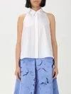 Marni A-line Cotton Flared Shirt Sleeveless In White