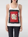 Marni White Sleeveless Top With Round Neck And Maxi Print On The Front