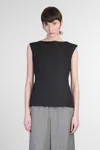 Marni Black Sleeveless Top With Boat Neckline And Rear Button Closure In Cotton Woman In Black