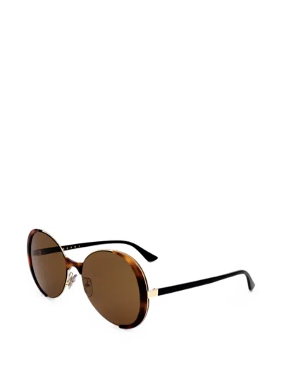 Marni Tortoiseshell-effect Round-frame Sunglasses In Brown