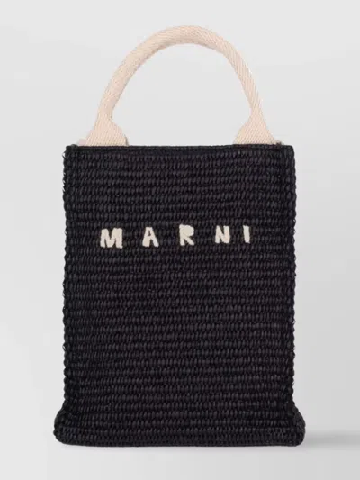 Marni Tote Bag With Contrast Handles And Woven Texture
