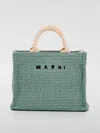 Marni Woven Logo Embroidered Small Tote Bag In Gnawed Blue