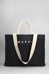 Marni Tote In Black Raffia In Black