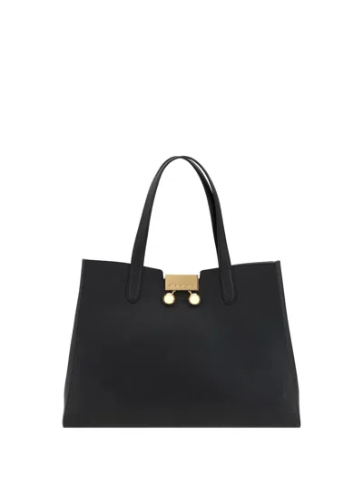 Marni Trunkaroo Medium Tote Bag In Black