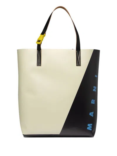 Marni Neutral Tribeca Faux-leather Tote Bag In Black