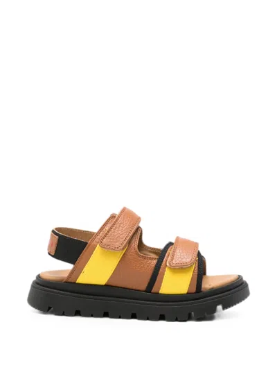 Marni Kids' Touch-strap Leather Sandals In Multi