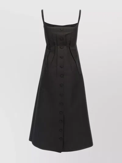 Marni Trapeze Dress With Pleated Design And Button Detailing In Black